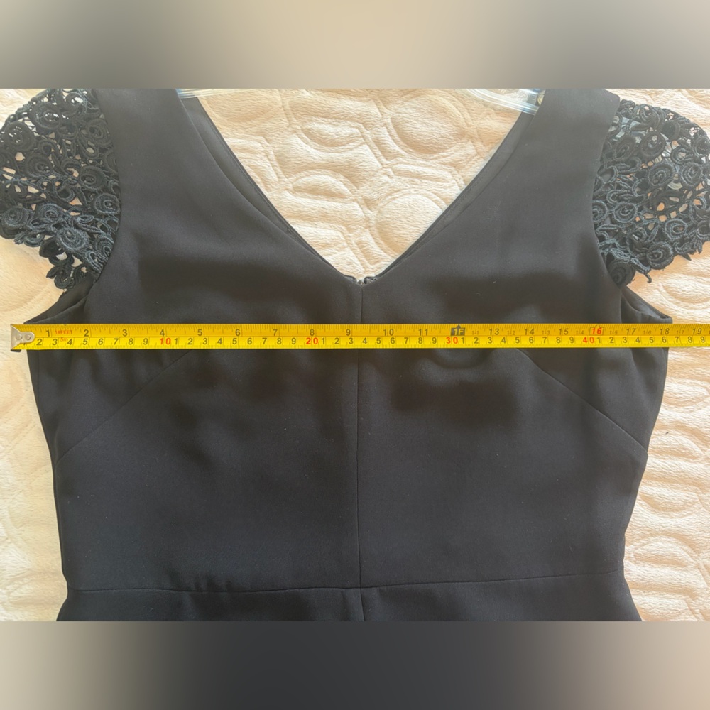 Talbots Black Midi Dress with Lace Cap Sleeves and bottom - Picture 6 of 9